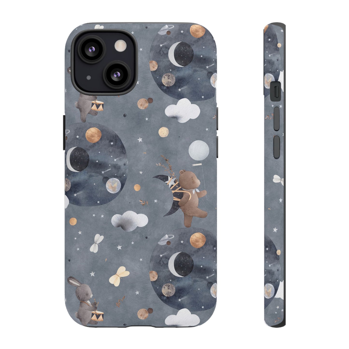 Moon, Bear and Bunny: Cute phone case for iPhone, Samsung Galaxy and Google Pixel devices