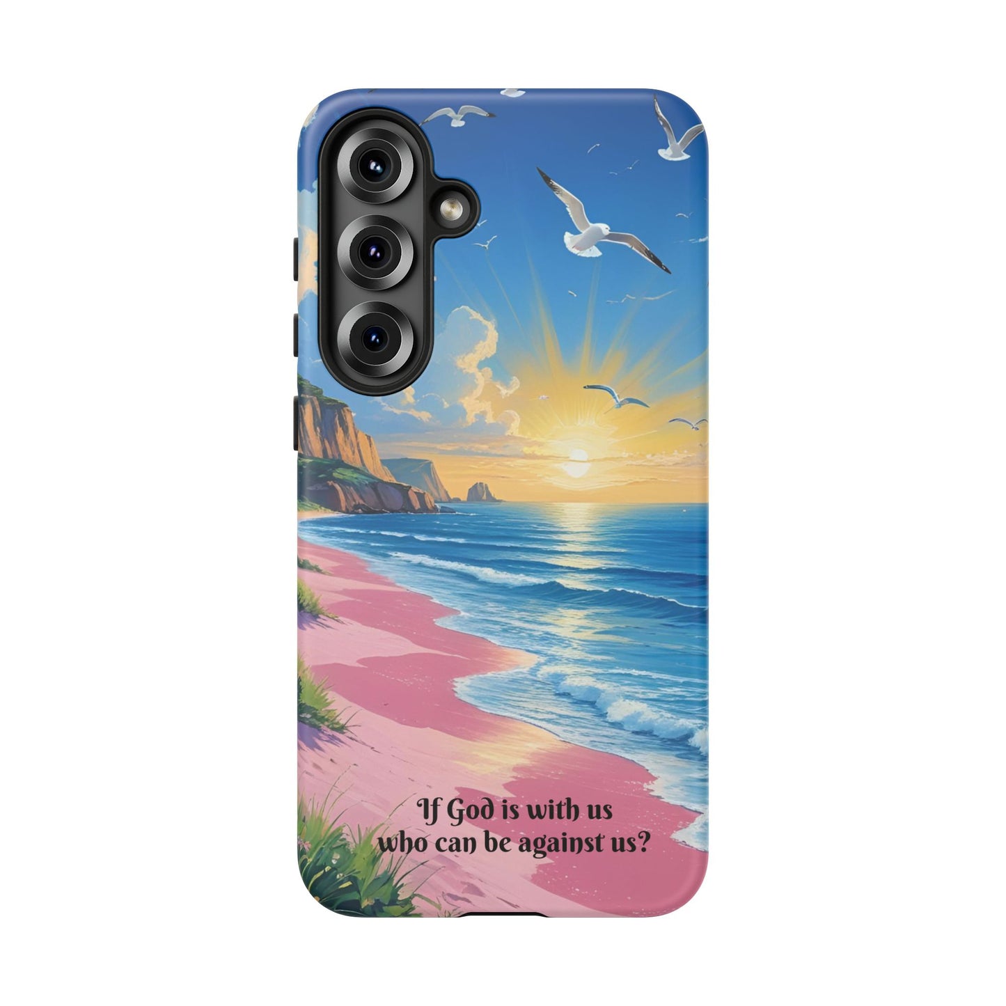 "If God is with us, who can be against us?": Inspiring phone case for iPhone, Samsung Galaxy and Google Pixel devices