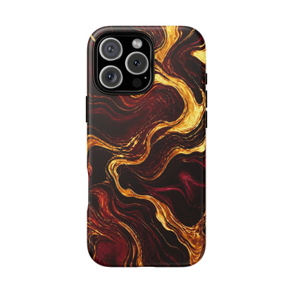 Molten Gold and Maroon Waves: Elegant Phone Case for iPhone, Samsung Galaxy and Google Pixel devices