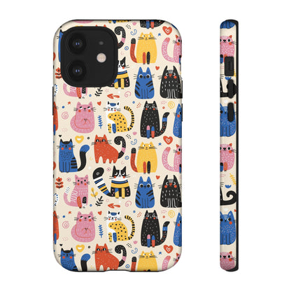 Cat Doodles Phone Case: Playful Cat-Inspired Tough Case for iPhone, Samsung Galaxy and Google Pixel devices