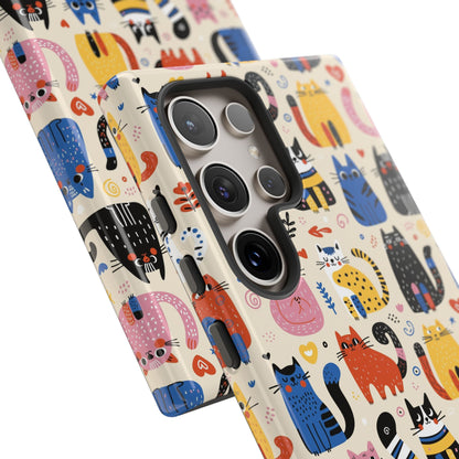 Cat Doodles Phone Case: Playful Cat-Inspired Tough Case for iPhone, Samsung Galaxy and Google Pixel devices