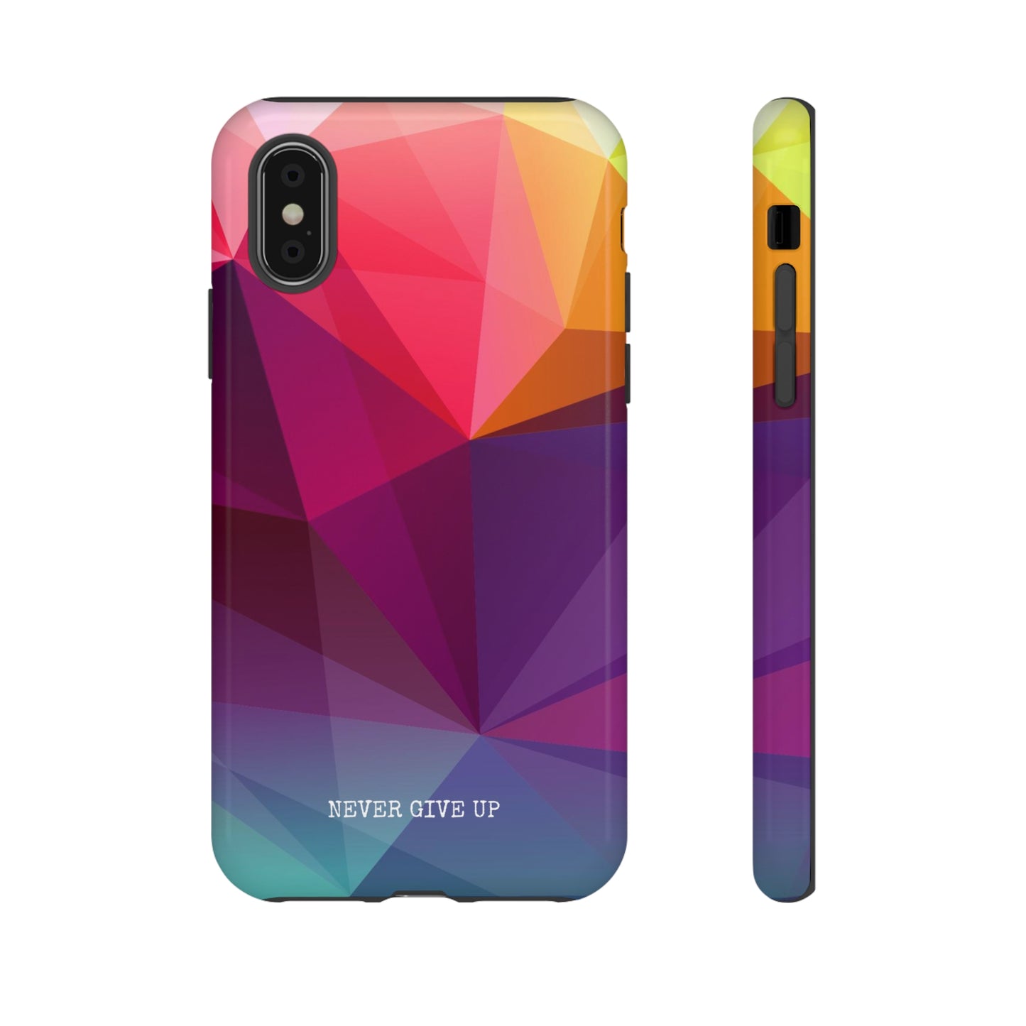 Never Give Up Colored Prism phone case for iPhone, Galaxy and Pixel devices