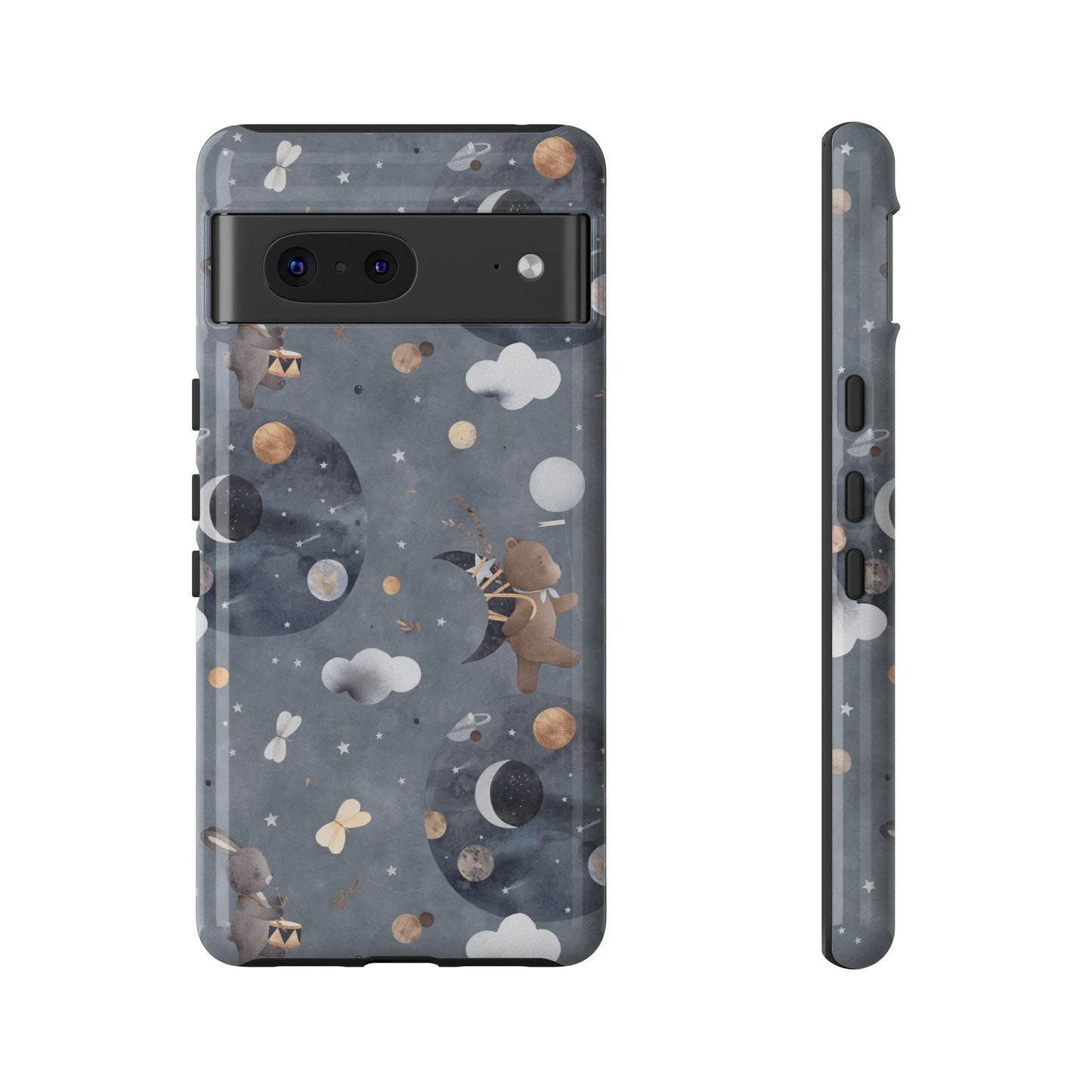 Moon, Bear and Bunny: Cute phone case for iPhone, Samsung Galaxy and Google Pixel devices