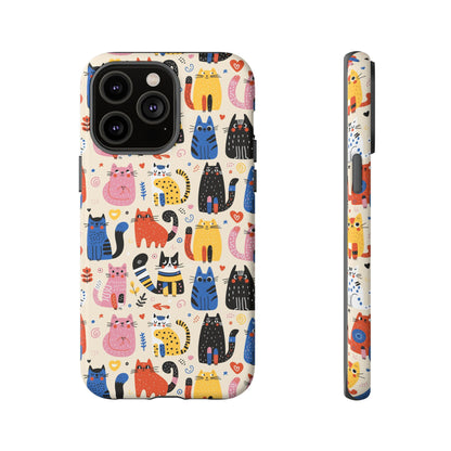 Cat Doodles Phone Case: Playful Cat-Inspired Tough Case for iPhone, Samsung Galaxy and Google Pixel devices