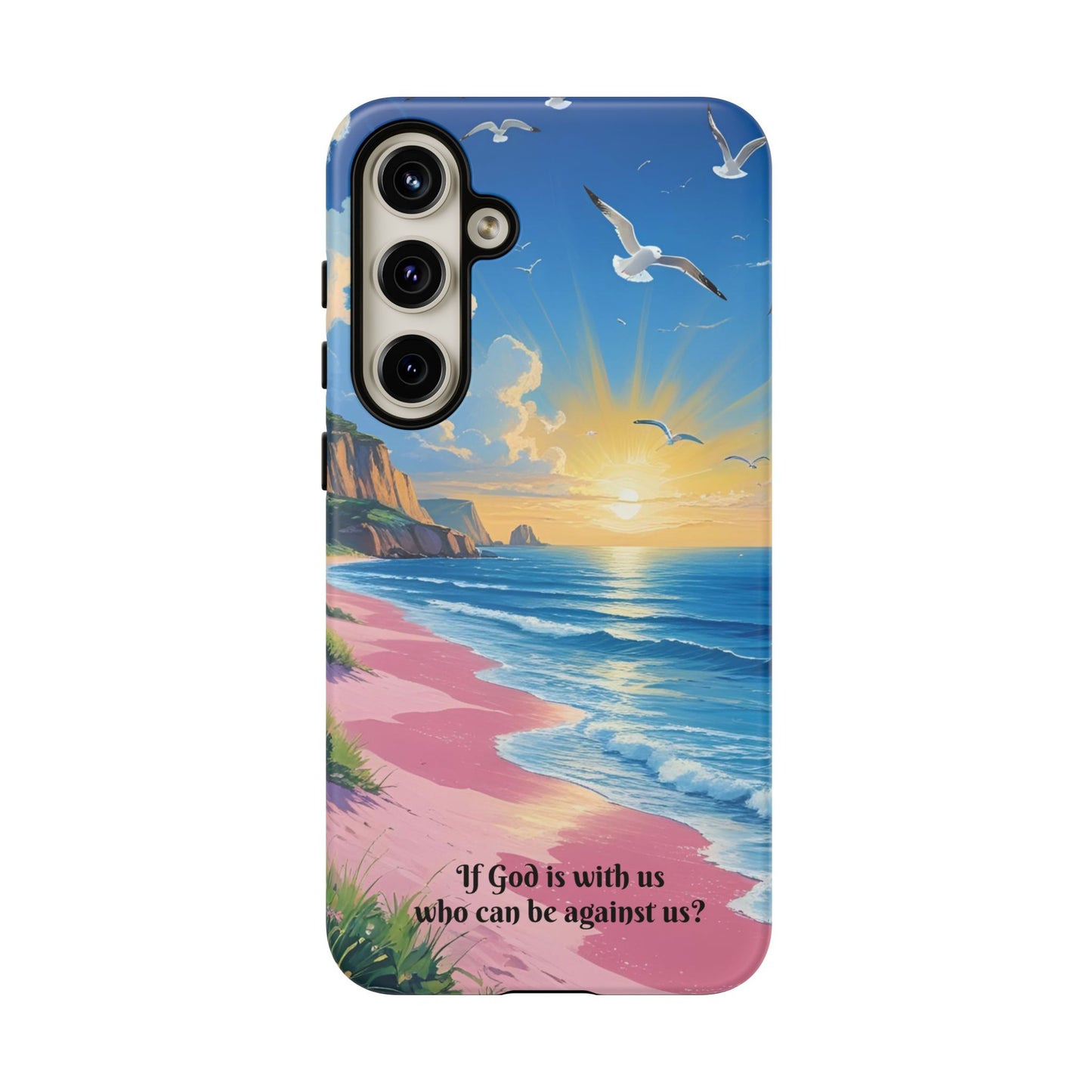 "If God is with us, who can be against us?": Inspiring phone case for iPhone, Samsung Galaxy and Google Pixel devices