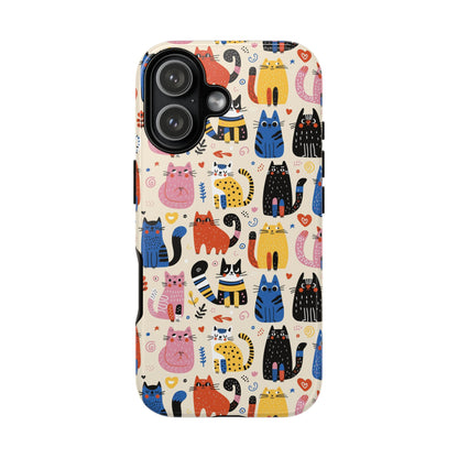 Cat Doodles Phone Case: Playful Cat-Inspired Tough Case for iPhone, Samsung Galaxy and Google Pixel devices