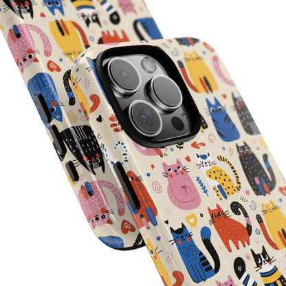 Cat Doodles Phone Case: Playful Cat-Inspired Tough Case for iPhone, Samsung Galaxy and Google Pixel devices