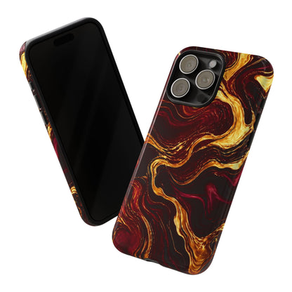 Molten Gold and Maroon Waves: Elegant Phone Case for iPhone, Samsung Galaxy and Google Pixel devices