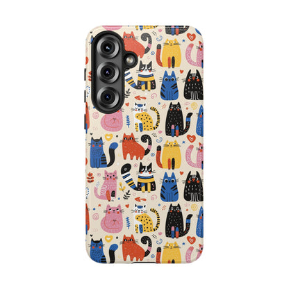 Cat Doodles Phone Case: Playful Cat-Inspired Tough Case for iPhone, Samsung Galaxy and Google Pixel devices