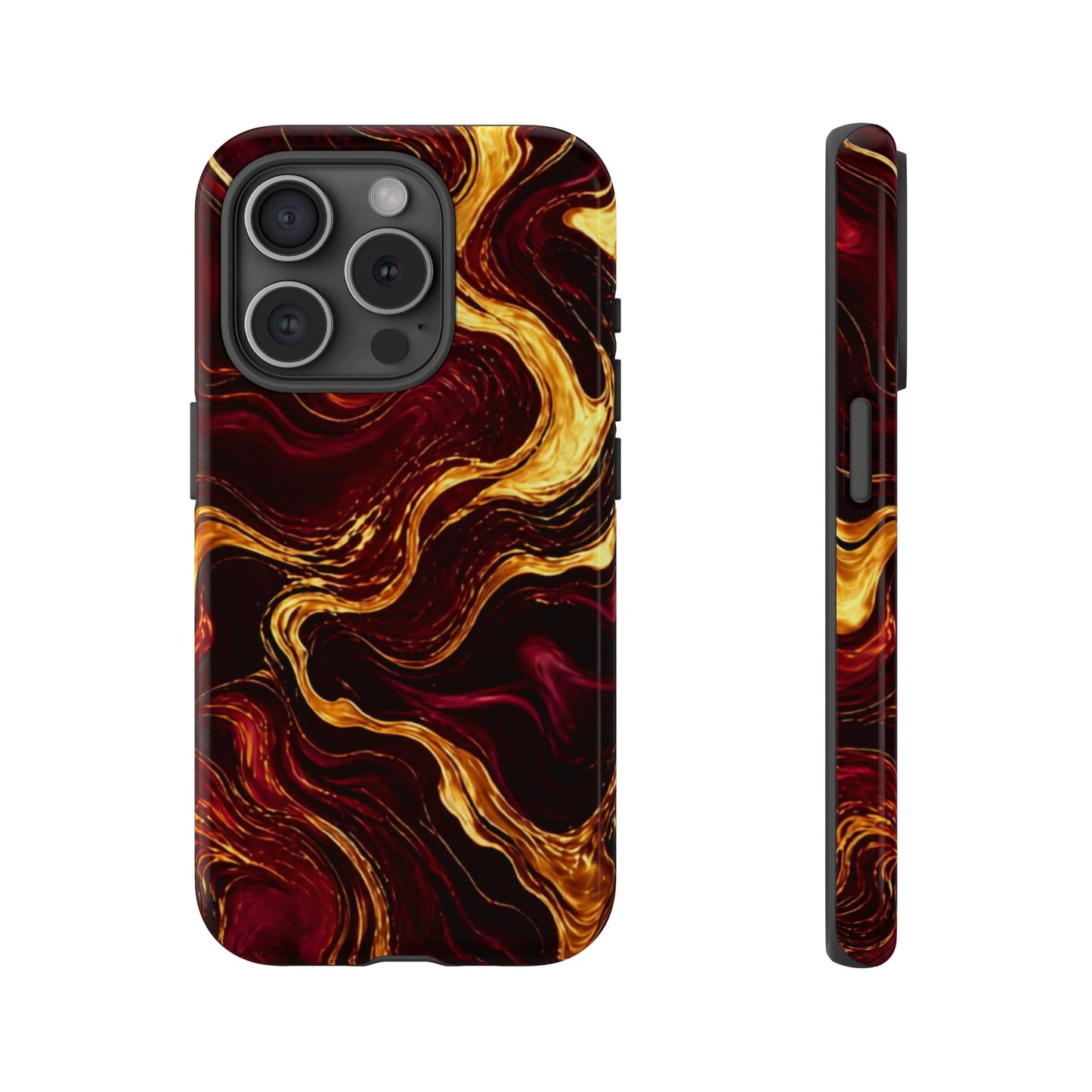 Molten Gold and Maroon Waves: Elegant Phone Case for iPhone, Samsung Galaxy and Google Pixel devices