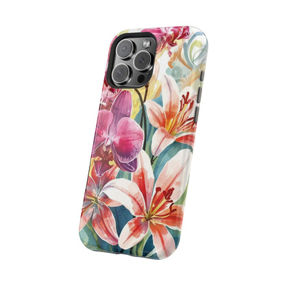 Hibiscus & Orchid Haven: MagSafe Floral Phone Case for iPhone