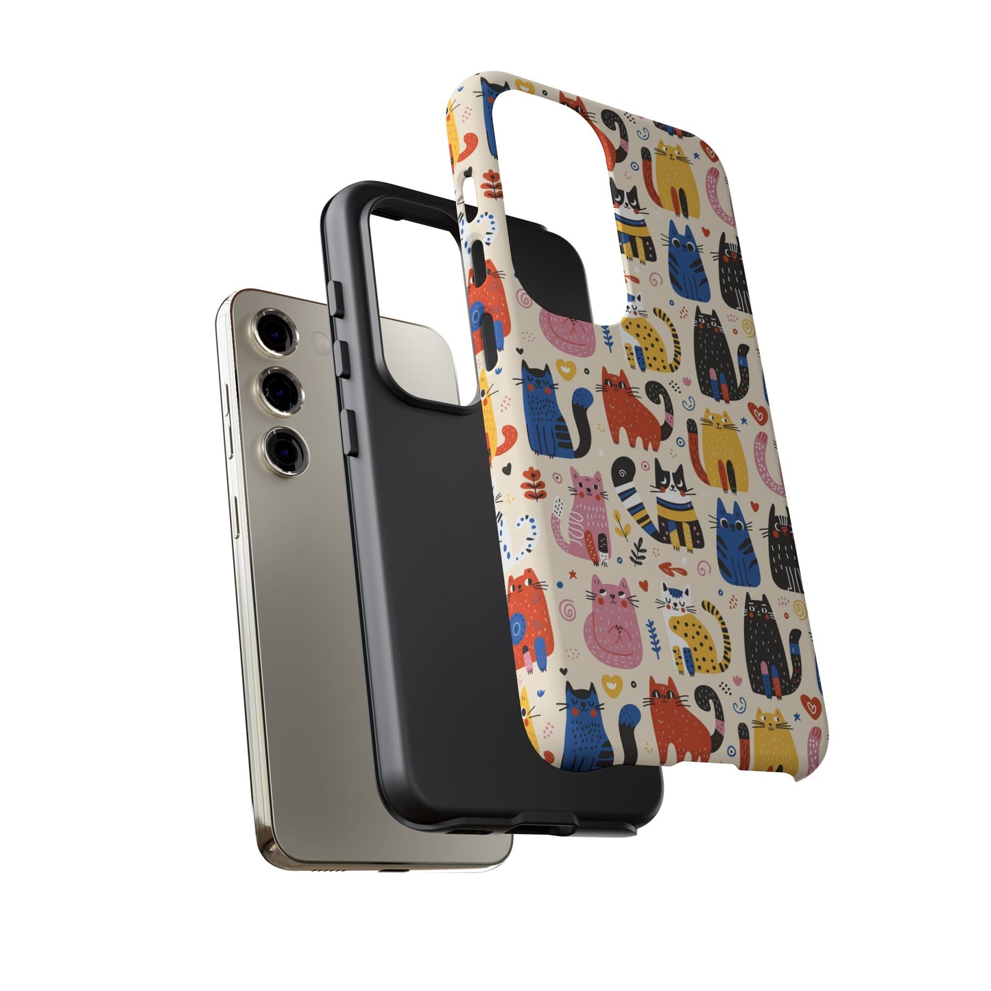 Cat Doodles Phone Case: Playful Cat-Inspired Tough Case for iPhone, Samsung Galaxy and Google Pixel devices