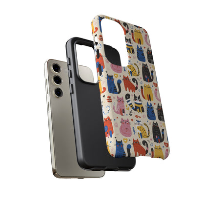 Cat Doodles Phone Case: Playful Cat-Inspired Tough Case for iPhone, Samsung Galaxy and Google Pixel devices