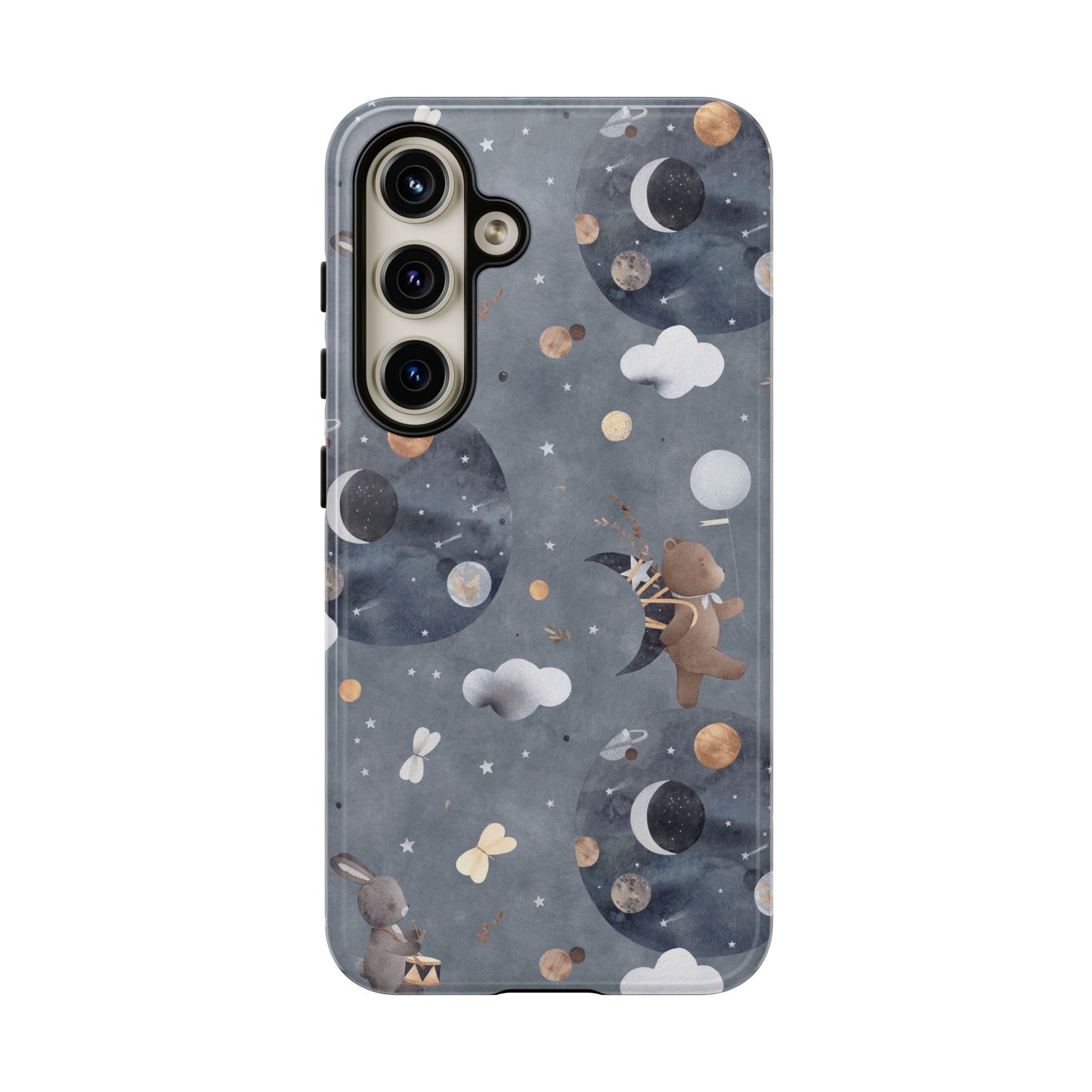 Moon, Bear and Bunny: Cute phone case for iPhone, Samsung Galaxy and Google Pixel devices