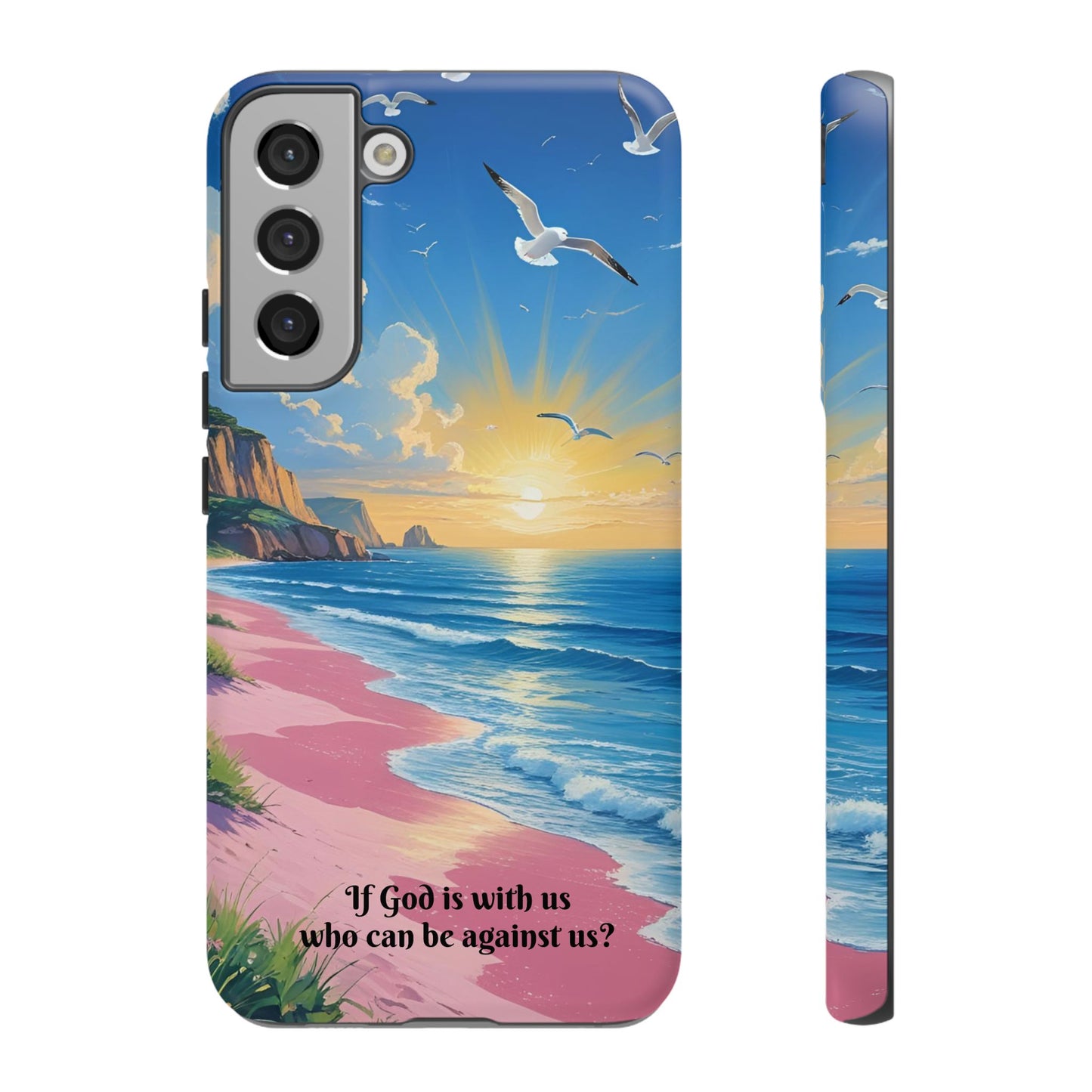 "If God is with us, who can be against us?": Inspiring phone case for iPhone, Samsung Galaxy and Google Pixel devices