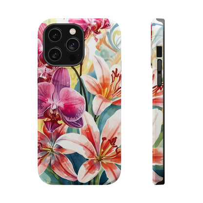 Hibiscus & Orchid Haven: MagSafe Floral Phone Case for iPhone