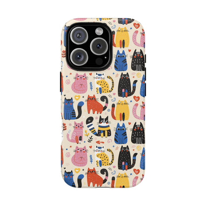 Cat Doodles Phone Case: Playful Cat-Inspired Tough Case for iPhone, Samsung Galaxy and Google Pixel devices
