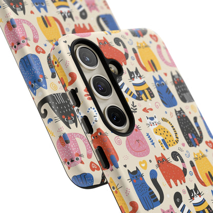 Cat Doodles Phone Case: Playful Cat-Inspired Tough Case for iPhone, Samsung Galaxy and Google Pixel devices