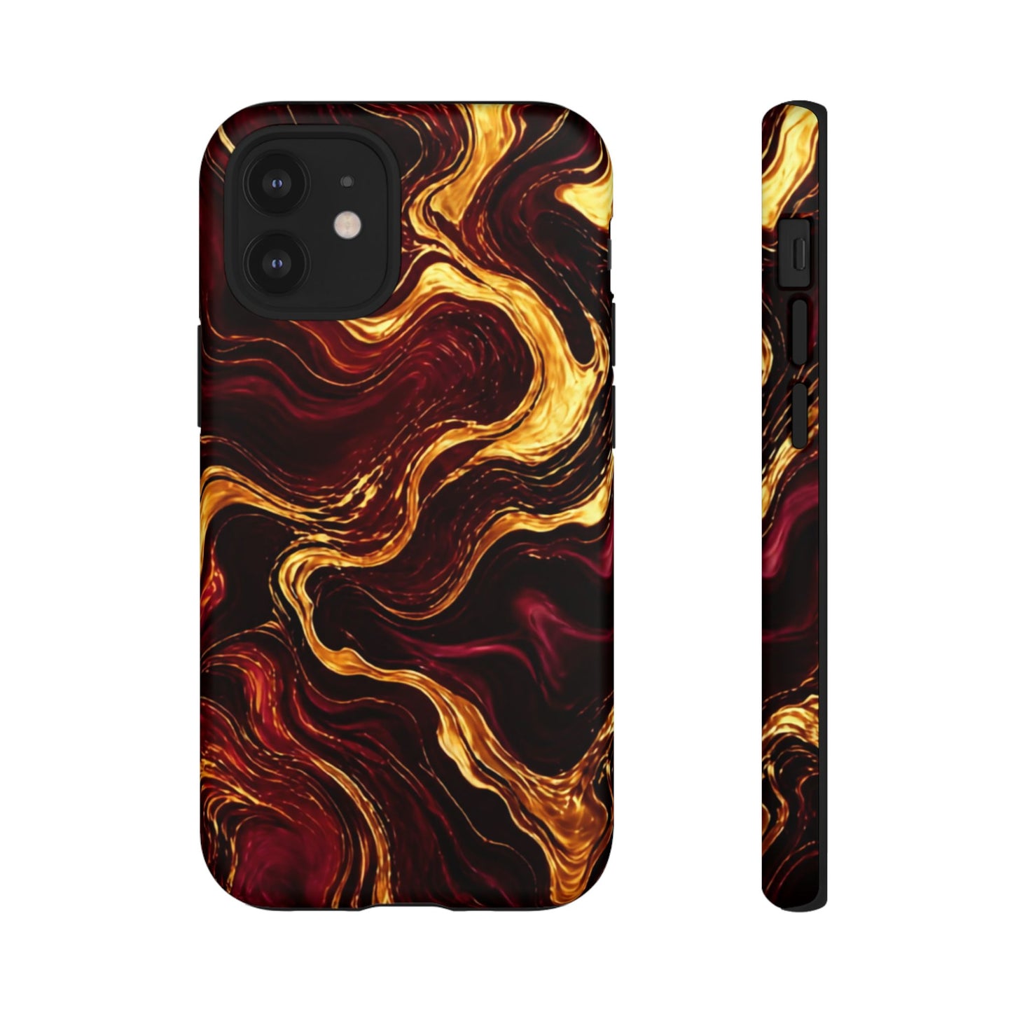Molten Gold and Maroon Waves: Elegant Phone Case for iPhone, Samsung Galaxy and Google Pixel devices