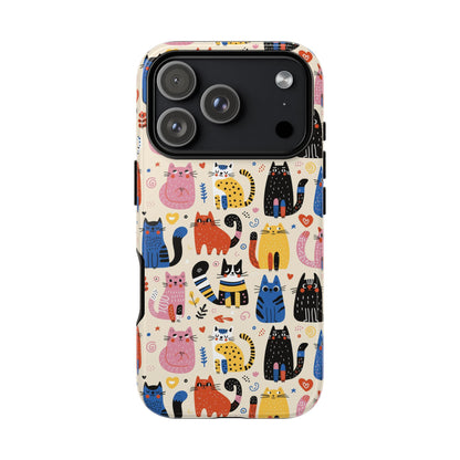Cat Doodles Phone Case: Playful Cat-Inspired Tough Case for iPhone, Samsung Galaxy and Google Pixel devices