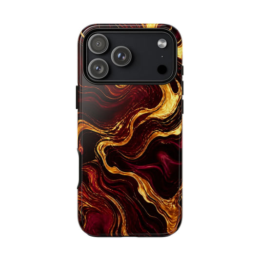 Molten Gold and Maroon Waves: Elegant Phone Case for iPhone, Samsung Galaxy and Google Pixel devices