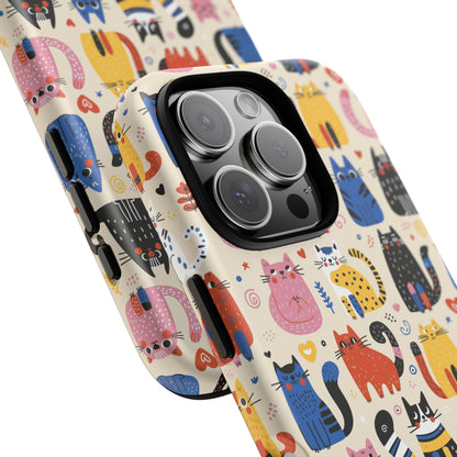 Cat Doodles Phone Case: Playful Cat-Inspired Tough Case for iPhone, Samsung Galaxy and Google Pixel devices