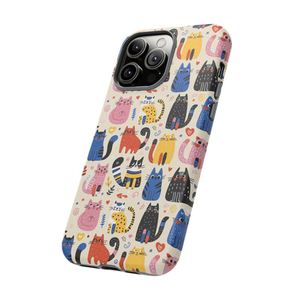 Cat Doodles Phone Case: Playful Cat-Inspired Tough Case for iPhone, Samsung Galaxy and Google Pixel devices