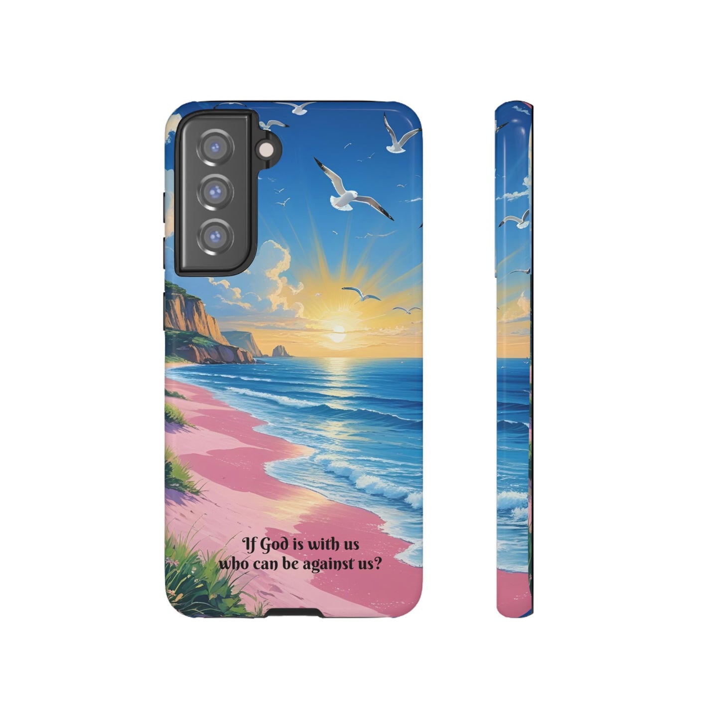 "If God is with us, who can be against us?": Inspiring phone case for iPhone, Samsung Galaxy and Google Pixel devices
