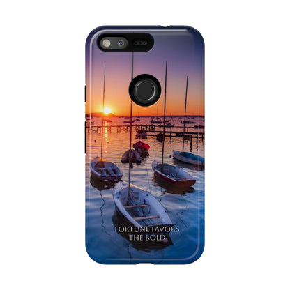 Fortune Favors the Bold: Sunset Sail Phone Case for iPhone, Samsung Galaxy and Google Pixel devices