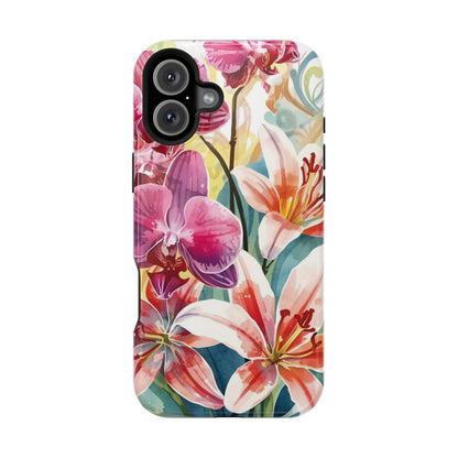 Hibiscus & Orchid Haven: MagSafe Floral Phone Case for iPhone