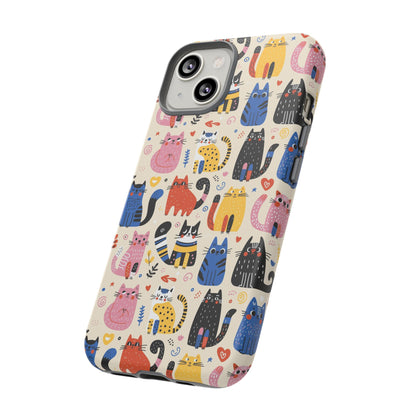 Cat Doodles Phone Case: Playful Cat-Inspired Tough Case for iPhone, Samsung Galaxy and Google Pixel devices