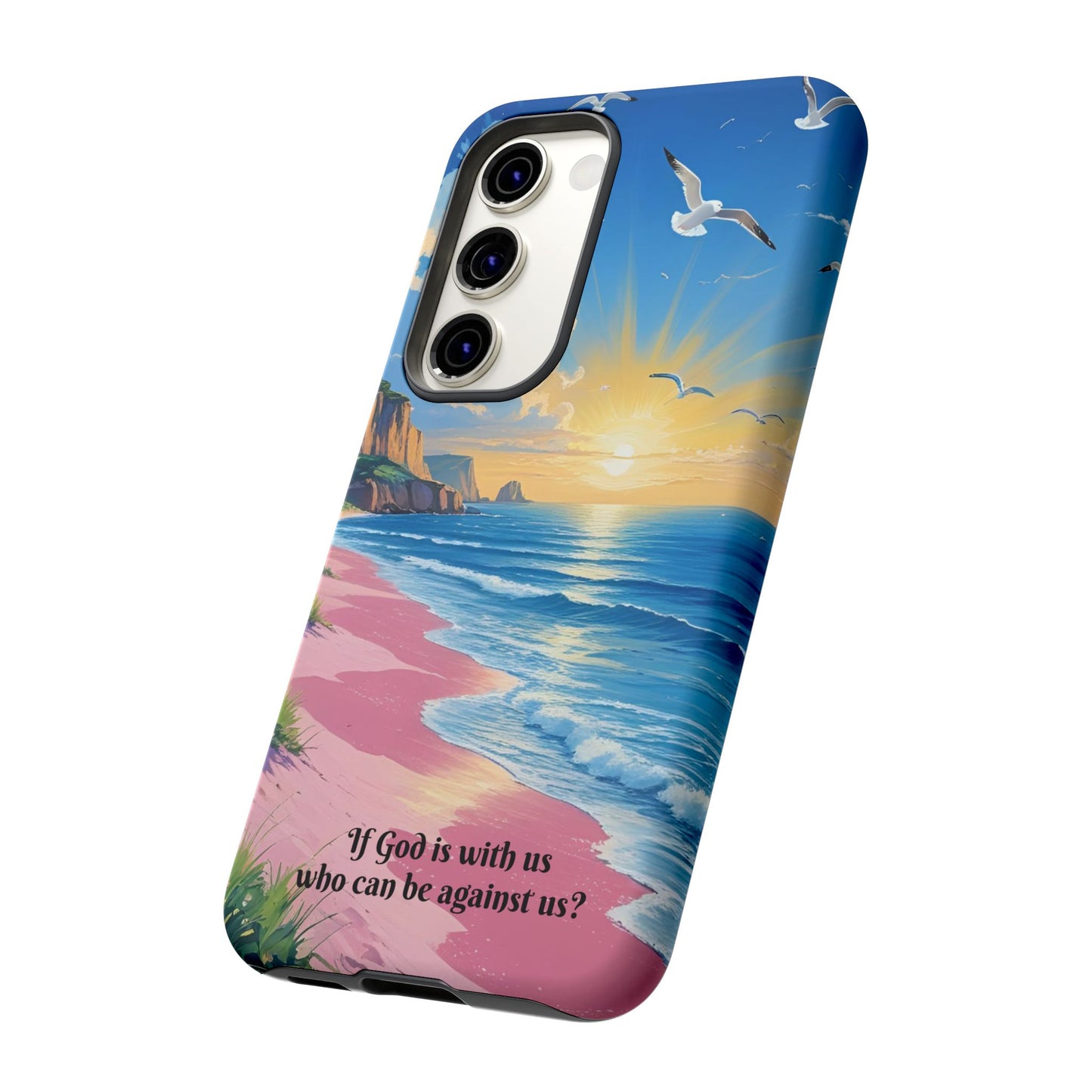 "If God is with us, who can be against us?": Inspiring phone case for iPhone, Samsung Galaxy and Google Pixel devices