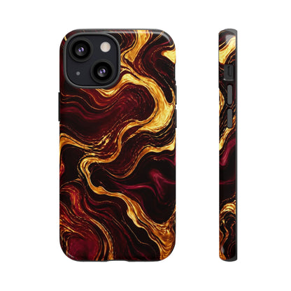 Molten Gold and Maroon Waves: Elegant Phone Case for iPhone, Samsung Galaxy and Google Pixel devices