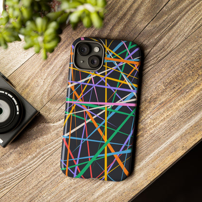 Spectrum Grid: Abstract, Intersecting Line Patterns Phone Case for iPhone, Samsung and Google Pixel devices