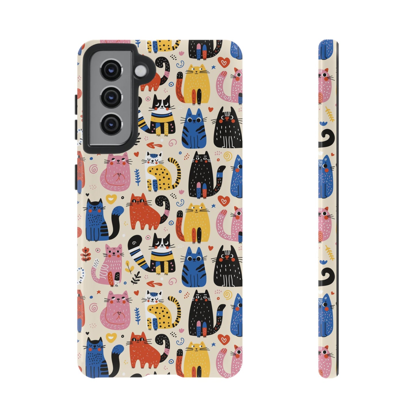 Cat Doodles Phone Case: Playful Cat-Inspired Tough Case for iPhone, Samsung Galaxy and Google Pixel devices
