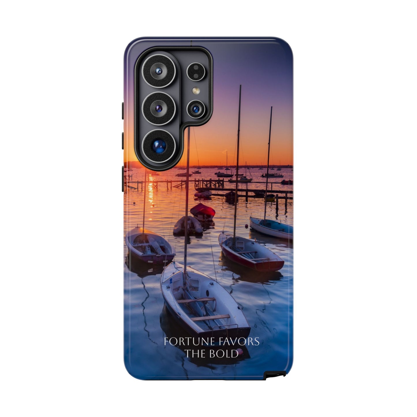 Fortune Favors the Bold: Sunset Sail Phone Case for iPhone, Samsung Galaxy and Google Pixel devices