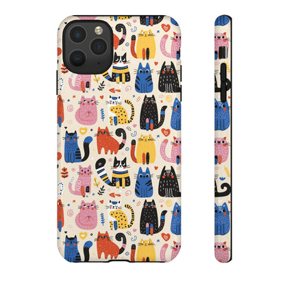 Cat Doodles Phone Case: Playful Cat-Inspired Tough Case for iPhone, Samsung Galaxy and Google Pixel devices