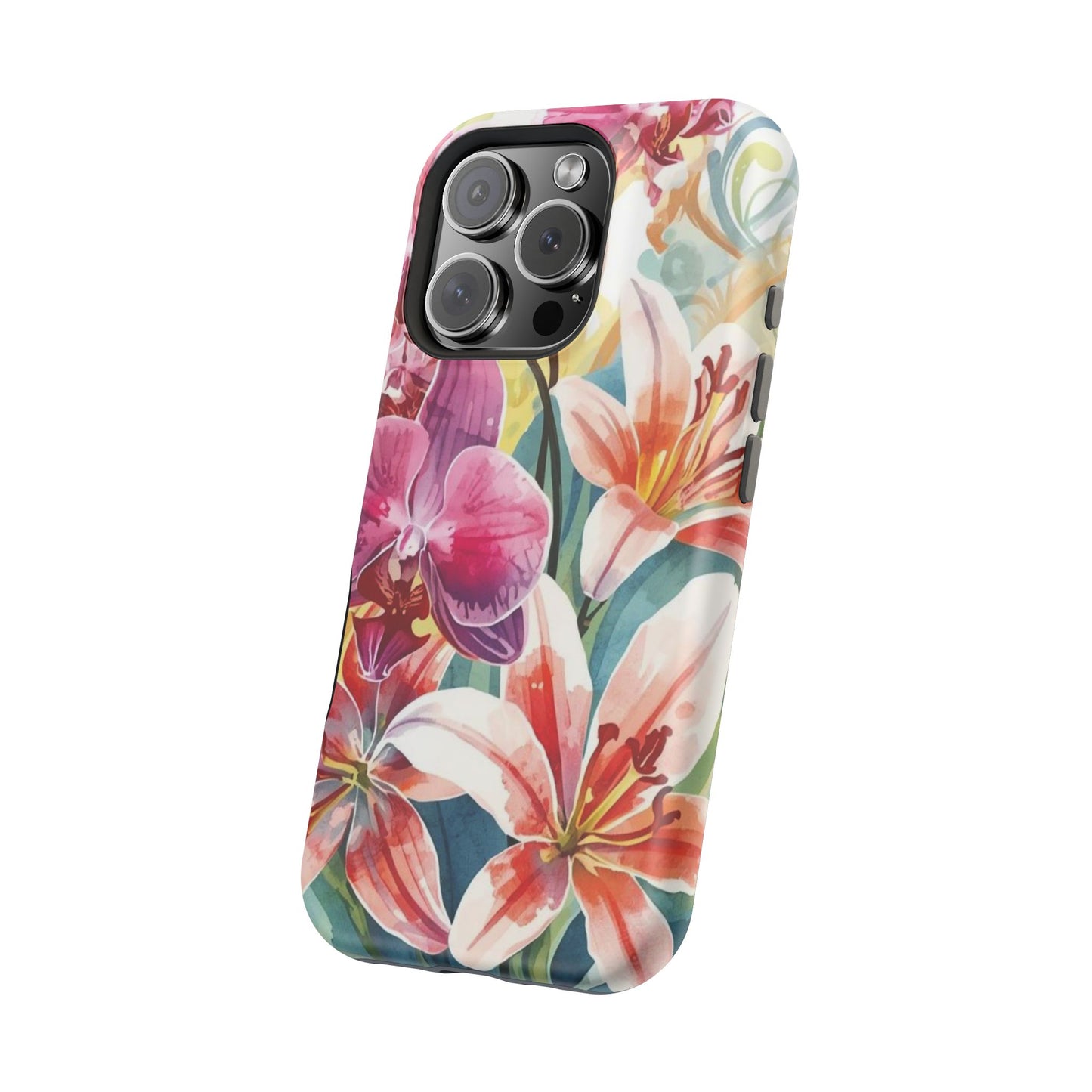 Hibiscus & Orchid Haven: MagSafe Floral Phone Case for iPhone