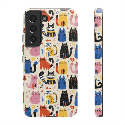 Cat Doodles Phone Case: Playful Cat-Inspired Tough Case for iPhone, Samsung Galaxy and Google Pixel devices
