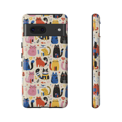 Cat Doodles Phone Case: Playful Cat-Inspired Tough Case for iPhone, Samsung Galaxy and Google Pixel devices