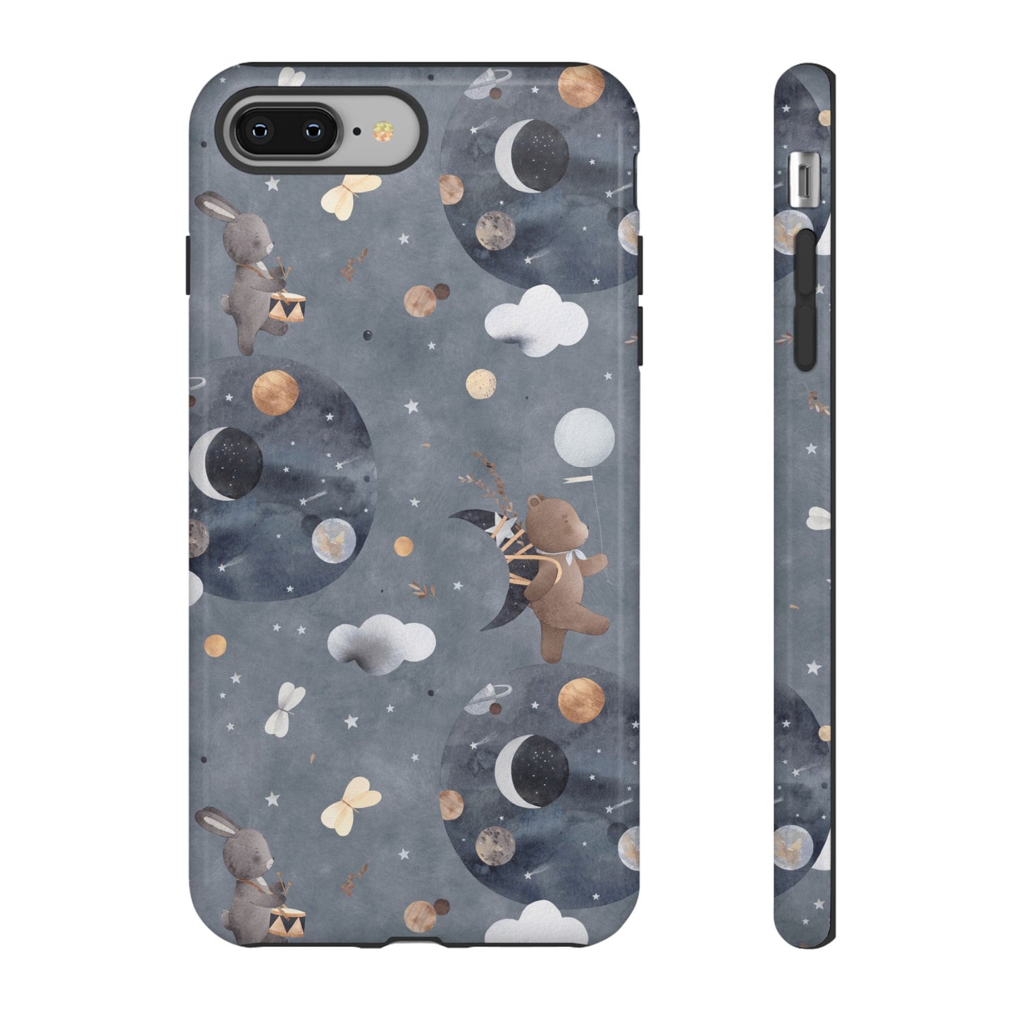 Moon, Bear and Bunny: Cute phone case for iPhone, Samsung Galaxy and Google Pixel devices