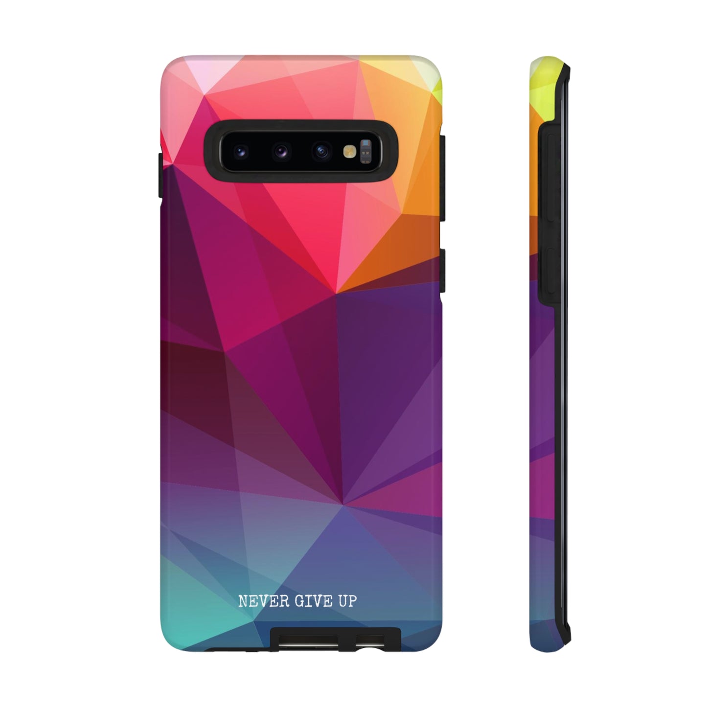 Never Give Up Colored Prism phone case for iPhone, Galaxy and Pixel devices