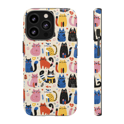 Cat Doodles Phone Case: Playful Cat-Inspired Tough Case for iPhone, Samsung Galaxy and Google Pixel devices