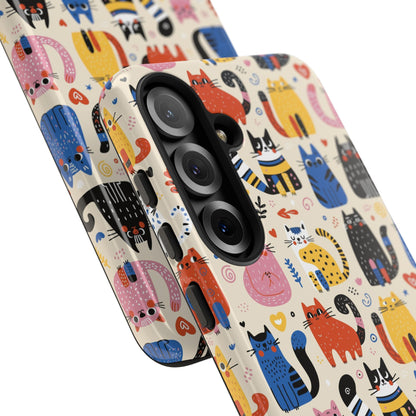 Cat Doodles Phone Case: Playful Cat-Inspired Tough Case for iPhone, Samsung Galaxy and Google Pixel devices