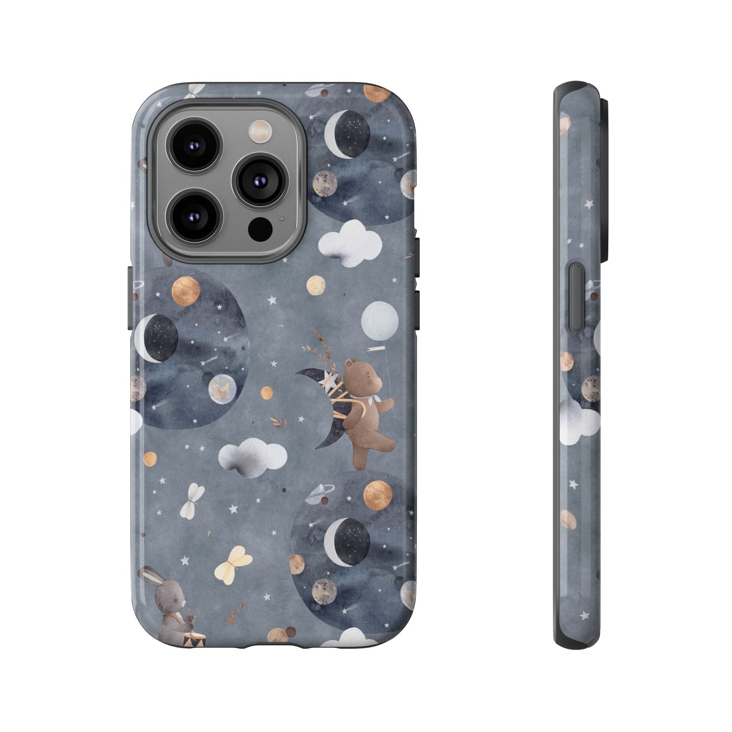 Moon, Bear and Bunny: Cute phone case for iPhone, Samsung Galaxy and Google Pixel devices