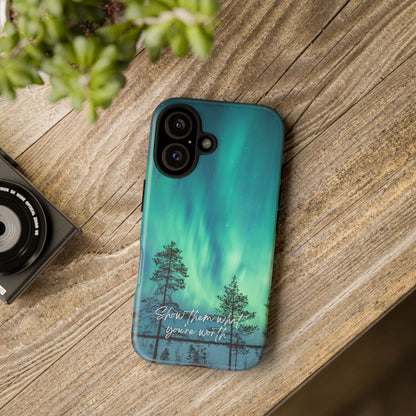 Show them what you're worth: Aurora borealis-inspired phone case for iPhone, Galaxy and Pixel devices