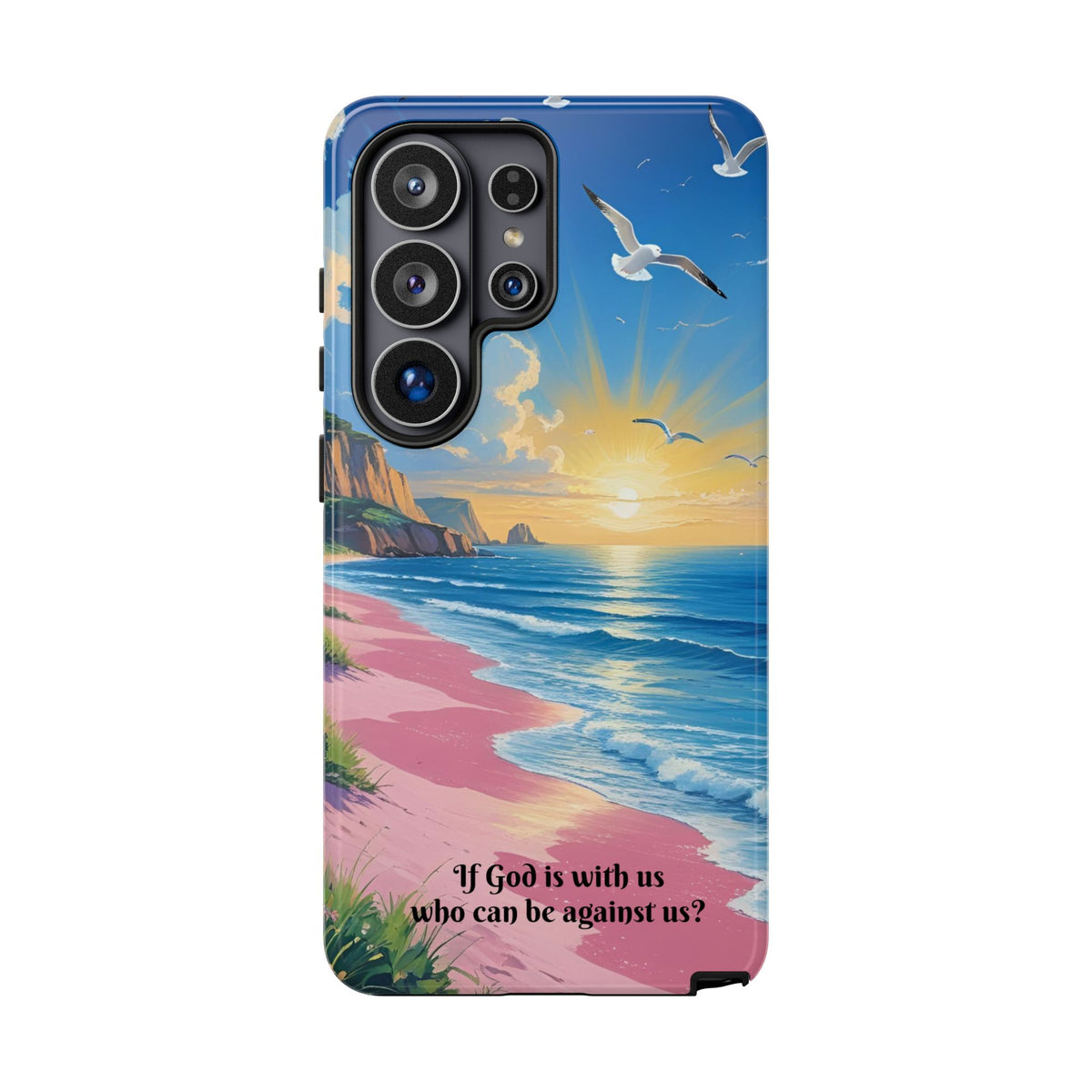 "If God is with us, who can be against us?": Inspiring phone case for iPhone, Samsung Galaxy and Google Pixel devices