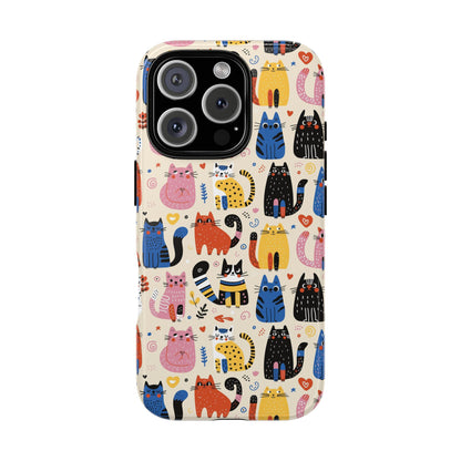 Cat Doodles Phone Case: Playful Cat-Inspired Tough Case for iPhone, Samsung Galaxy and Google Pixel devices