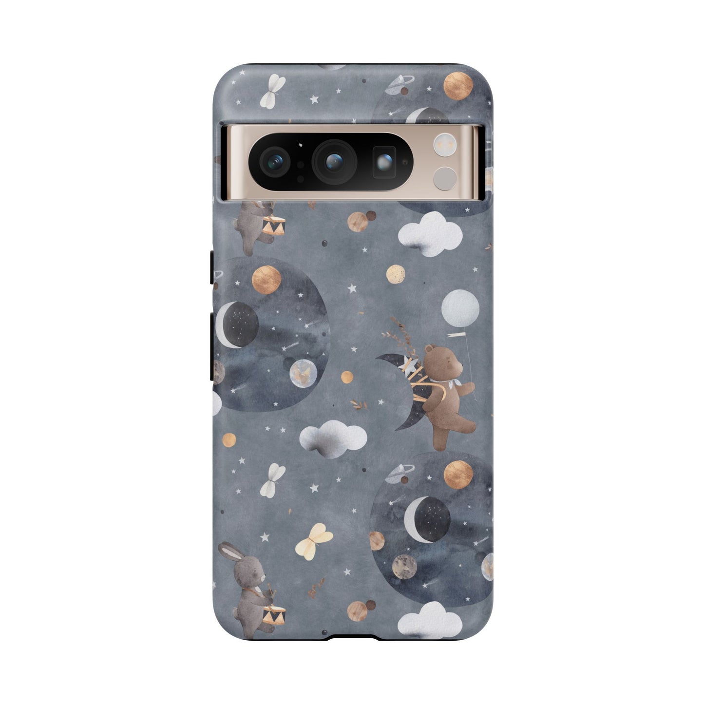 Moon, Bear and Bunny: Cute phone case for iPhone, Samsung Galaxy and Google Pixel devices