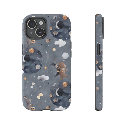 Moon, Bear and Bunny: Cute phone case for iPhone, Samsung Galaxy and Google Pixel devices